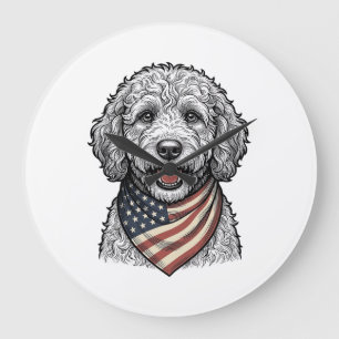 Relógio Grande Cachorro Rabiscado Patriótico Desenho Vetorial Ant