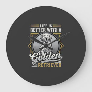 Relógio Grande Cachorro Vida De Golden Retriever É Melhor