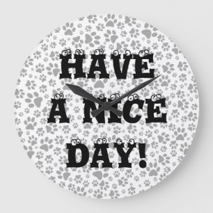 Relógio Grande Cachorros Bolinhas preta e branca grande