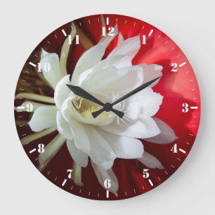 Relógio Grande Cacto branco florescente 
