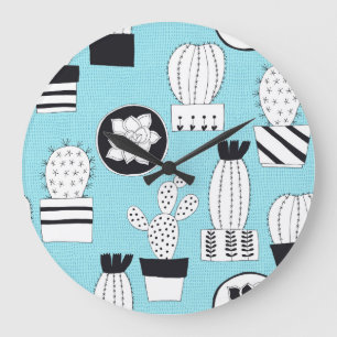 Relógio Grande Cactus, suculento: design sem costura desenhada à