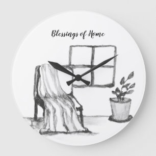 Relógio Grande Cadeira de meditação junto à janela com planta e c