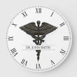 Relógio Grande Cadubo Médico Simples Profissional Branco Preto