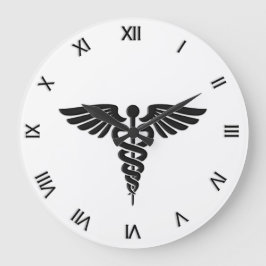 Relógio Grande Caduceus Insignia Médica Numeração Romana