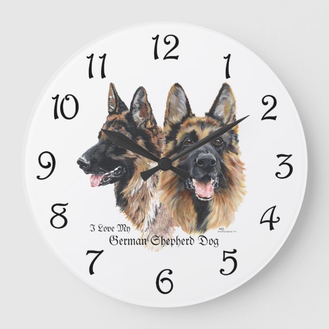 Relógio Grande Cães de german shepherd (Frente)