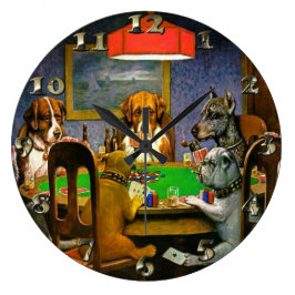 Relógio Grande Cães Jogando Poker