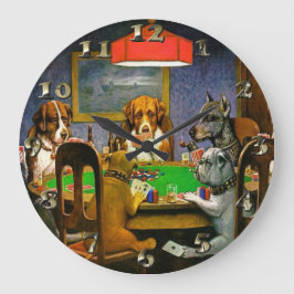 Relógio Grande Cães Jogando Poker