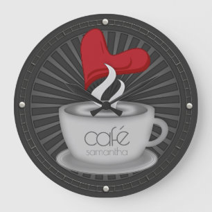 Relógio Grande Café bonito com a decoração da parede da cozinh