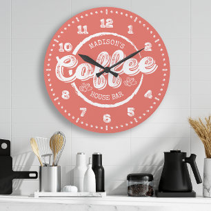 Relógio Grande Café com Lousa Monograma de Barra Cor Personalizad