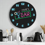 Relógio Grande Café de Café com Sinal Neon Retroativo<br><div class="desc">Nome Personalizado Retro Preto Retroativo Negro Brilhante Sinal Neon Clock Bar Cocktail por Bonito Imprimível. Relógio perfeito para o mini Bar doméstico,  ou "Man Cave" e faz um presente de excelente!</div>