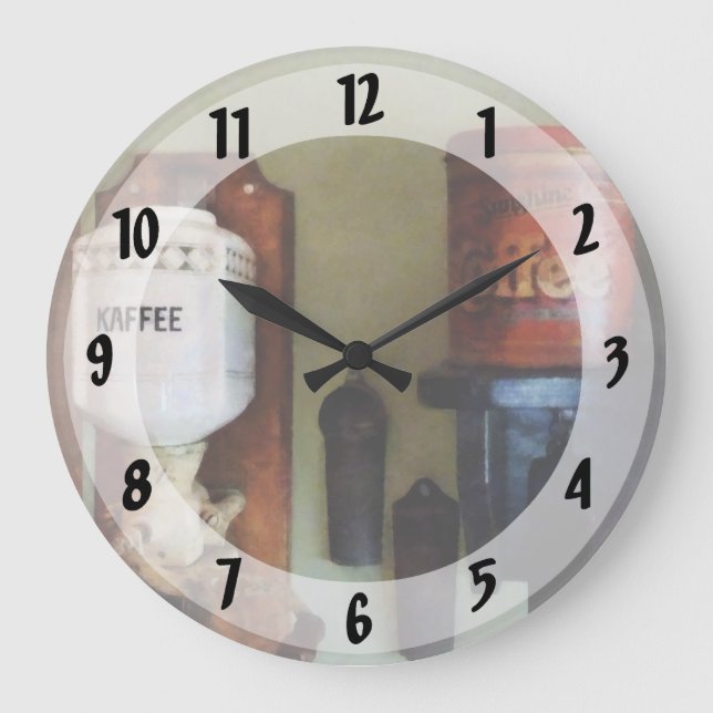 Relógio Grande Café e Grinder de Café (Frente)