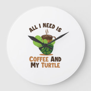 Relógio Grande Café e minha Tartaruga Jabuti Amante Pintada Tarta
