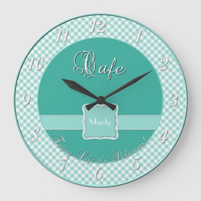 Relógio Grande Café Kitchen Wall Clock - Chex MINT (Frente)