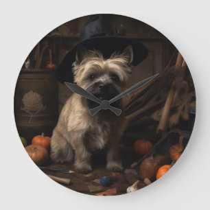 Relógio Grande Cairn Terrier Abóboras Dia das Bruxas Assustador