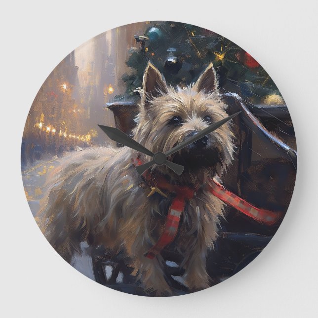 Relógio Grande Cairn Terrier Christmas Fesason Season (Frente)