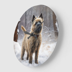 Relógio Grande Cairn Terrier Deixe-o nevar no Natal