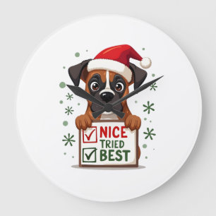 Relógio Grande Caixa de cão Boxer fofa Natal Legal Tentei o meu M