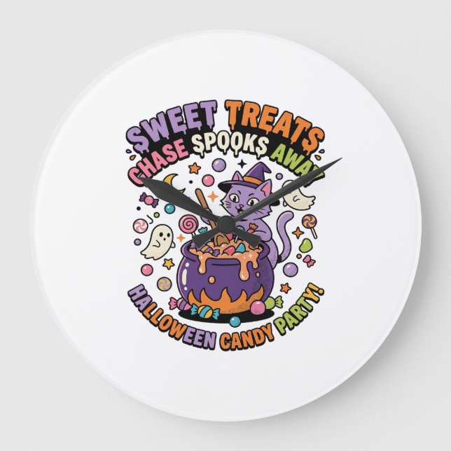 Relógio Grande Caldeirão de Doces de Halloween Presentes Assustad (Frente)