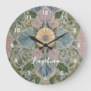 Relógio Grande Caleidoscópio Floral Personalizado