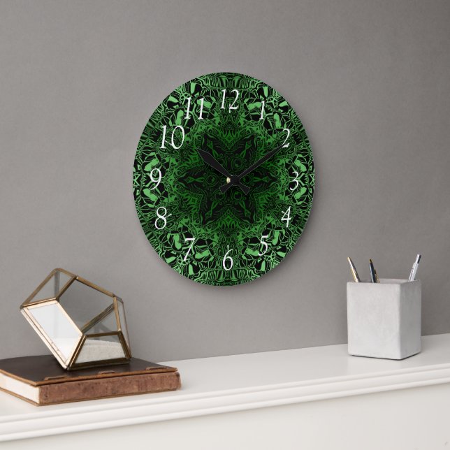 Relógio Grande Caleidoscópio Verde (Escritório)
