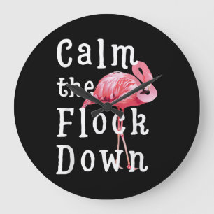Relógio Grande Calma, Flamingo Girl Funny Flamingo