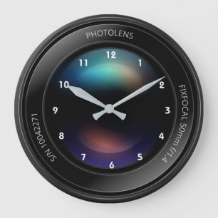 Relógio Grande Câmera Lente Fotografia Design Acrywall Clock