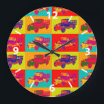 Relógio Grande Caminhão 1929 chevy azul um pop art de 1 tonelada<br><div class="desc">1929 coloridos pop art chevy do camionete do corpo da estaca de 1 tonelada.</div>
