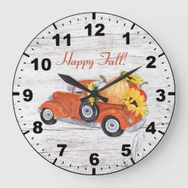 Relógio Grande Caminhão Laranja De Vintagem Rústica Com Pumpkins