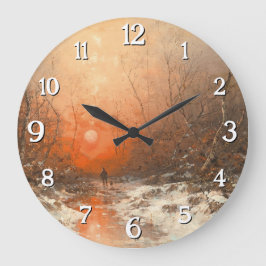 Relógio Grande Caminho da Floresta com Caçador no Sunset