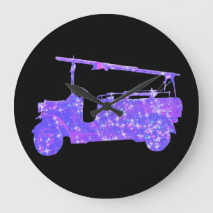 Relógio Grande Caminhões De Incêndio Azuis,