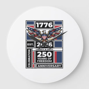 Relógio Grande Camisa Águia Vintage 1776 2026 Tipografia Patrióti