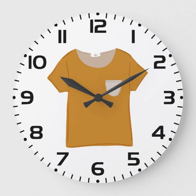 Relógio Grande Camisa Amarela Mostarda Minimalista (Frente)