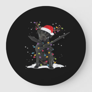 Relógio Grande Camisa Black Labrador Xmas Dog Christmas Tree Ligh