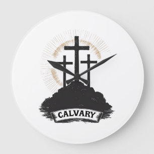 Relógio Grande Camisa Calvary Hill Jesus Vintage Engraving Faith