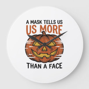 Relógio Grande Camisa Citação Máscara Halloween Face Abóbora Vint