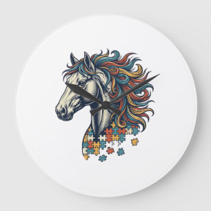 Relógio Grande Camisa Colorida Peça de Cavalo Vintage Engraving T
