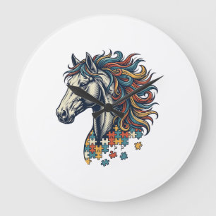 Relógio Grande Camisa Colorida Peça de Cavalo Vintage Engraving T