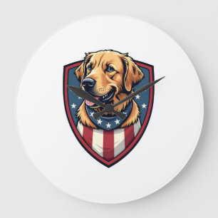 Relógio Grande Camisa com Gravação de Cachorro Patriótico Pai Ret