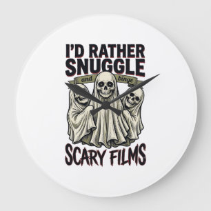 Relógio Grande Camisa de Abraço de Terror Filme Noturno de Caveir