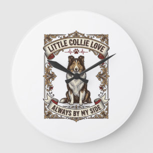 Relógio Grande Camisa de Amante de Cão Collie com Citação de Grav