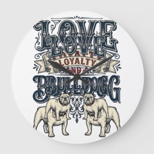Relógio Grande Camisa de Amor Bulldog Gravura Vintage Citação de 