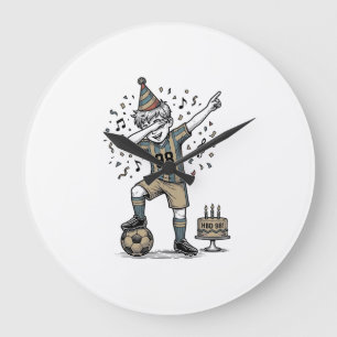 Relógio Grande Camisa de aniversário de futebol menino dab vintag