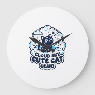 Relógio Grande Camisa de Arte para Amante de Gato Fofo no Céu de