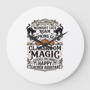 Relógio Grande Camisa de Assistente de Professor de Halloween com