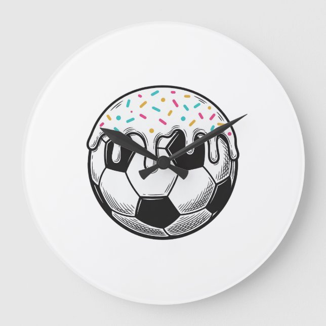 Relógio Grande Camisa de Bola de Futebol com Glacê Pingando Vinta (Frente)
