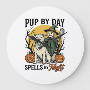 Relógio Grande Camisa de Bruxa de Cachorro de Halloween Gravura V