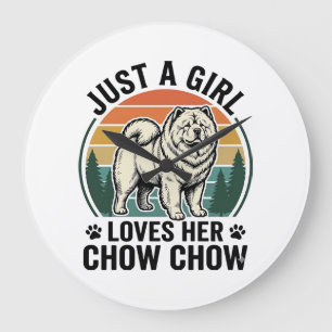 Relógio Grande Camisa de Cachorro Chow Chow Vintage Menina Amante