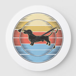 Relógio Grande Camisa de cachorro vintage dachshund pôr do sol re
