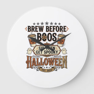 Relógio Grande Camisa de Café de Halloween Prepare Antes dos Espí