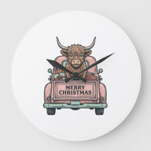 Relógio Grande Camisa de Caminhão de Natal de Vaca das Terras Alt
